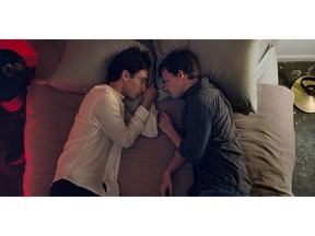 Actors Theodore Pellerin, left, and Lucas Hedges are shown in a scene from "Boy Erased" in this undated handout photo. Joel Edgerton's film "Boy Erased" was always meant to draw attention to the soul-crushing practice of gay conversion therapy, but the director says it also seems to be coaxing survivors out of the shadows.