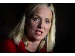 Minister of Environment and Climate Change Catherine McKenna holds a press conference to discuss the tabling of the fall 2018 reports of the Environment Commissioner on Parliament Hill, in Ottawa on Tuesday, Oct. 2, 2018. McKenna says the federal government plans to disburse money from a climate fund directly to Ontario institutions and business after the provincial government cancelled its climate program.