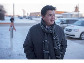 Federation of Sovereign Indigenous Nations Chief Bobby Cameron speaks to media in Battleford, Sask., Friday, February 9, 2018. The chief representing First Nations in Saskatchewan says new proposed trespass legislation leaves the door open for many altercations. Bobby Cameron says there was no consultation with the Federation of Sovereign Indigenous Nations for the legislation.