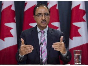 Natural Resources Minister Amarjeet Sohi speaks about the government's plan for the Trans Mountain Expansion Project during a news conference in Ottawa, Wednesday October 3, 2018. Sohi has personally met with the leadership of nearly three dozen Indigenous communities since the Federal Court of Appeal struck down federal approval of the Trans Mountain pipeline expansion in August.THE CANADIAN PRESS/Adrian Wyld