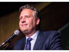 Vancouver mayor-elect Kennedy Stewart pauses while addressing supporters in Vancouver on October 21, 2018. Vancouver's new mayor-elect says the city won't be "busting heads" over illicit pot shops or small grow-ops because the cannabis industry deserves time to adjust to legalization. The city is known for its lax attitude toward public sales and consumption of marijuana and yet still has no licensed stores, three weeks after the drug was legalized across the country.