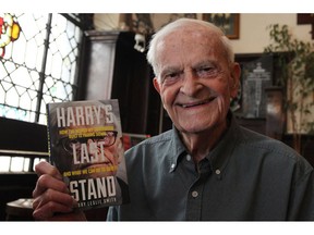 Harry Leslie Smith poses with a copy of his book "Harry's Last Stand", in an undated photo posted to social media.