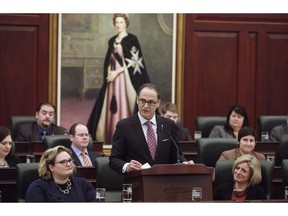 Alberta Finance Minister Joe Ceci tables the 2017 provincial budget, in Edmonton on Thursday, March 16, 2017. Alberta's finance minister says the latest federal fiscal statement shows Ottawa lacks an understanding of how badly the price squeeze on Western Canadian crude is hurting the Canadian economy.