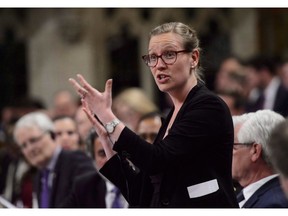 Democratic Institutions Minister Karina Gould stands during question period in the House of Commons on Parliament Hill in Ottawa on Tuesday, May 22, 2018. The Trudeau government is fending off accusations that proposed changes to Canada's election laws will do little to prevent foreign attempts to influence how Canadians vote.THE CANADIAN PRESS/Sean Kilpatrick