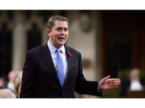 Conservative Leader Andrew Scheer stands during question period in the House of Commons on Parliament Hill in Ottawa on Wednesday, Nov. 7, 2018.THE CANADIAN PRESS/Sean Kilpatrick