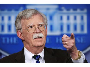 National security adviser John Bolton speaks to reporters during the daily press briefing in the Brady press briefing room at the White House in Washington, Tuesday, Nov. 27, 2018.