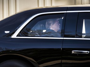 President Donald Trump arrives for a ceremony for new Associate Justice Brett Kavanaugh at the Supreme Court, in Washington, Thursday, Nov. 8, 2018.