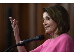 House Minority Leader Nancy Pelosi of Calif., speaks during a news conference on Capitol Hill in Washington, Wednesday, Nov. 7, 2018.