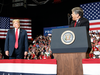 President Donald Trump listens to Fox News’ Sean Hannity during a rally on Nov. 5, 2018, in Cape Girardeau, Mo.