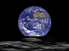 Earth is seen from NASA's Lunar Reconnaissance Orbiter on Dec. 18, 2015. For most of the world’s measures of misery, including child mortality, crippling poverty, and diseases that once cut down entire populations, there has been significant improvement in the past several decades, write the authors.
