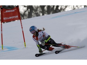 United States' Mikaela Shiffrin competes during the first run of the alpine ski, women's World Cup giant slalom in Killington, Vt., Saturday, Nov. 24, 2018.