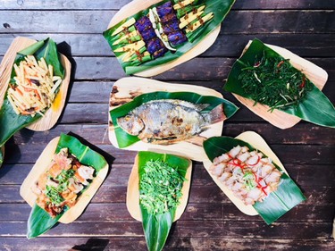 The Amis at Cidal Hunter School made this delicious lunch, served on plates made from natural taro leaves.