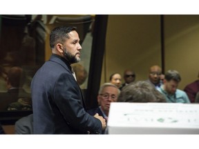 Witness Jose Torres arrives to testify at the trial of Chicago police Officer Thomas Gaffney, former Detective David March and ex-Officer Joseph Walsh with Judge Domenica A. Stephenson at Leighton Criminal Court Building in Chicago on Thursday, Nov. 29, 2018 in Chicago. The trial of the three Chicago police officers charged with lying to protect Jason Van Dyke, a fellow officer from criminal prosecution after he fatally shot black teenager Laquan McDonald in 2016 began Tuesday.