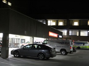 Kingston Police on the scene of a shooting at Kingston General Hospital on Monday night.