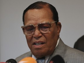 Minister Louis Farrakhan, the leader of the Nation of Islam, speaks at a press conference in Tehran, Iran, Thursday, Nov. 8, 2018.