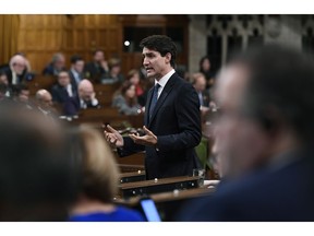 Prime Minister Justin Trudeau rises during Question Period in the House of Commons on Parliament Hill in Ottawa on Monday, Nov. 26, 2018.