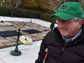 Pat Mulloy visits the grave of President John F. Kennedy at Arlington National Cemetery on Nov. 22, 2018. Mulloy volunteered for Kennedy's campaign and met the young senator. Mulloy and his wife, Marjorie, visit the gravesite every year.