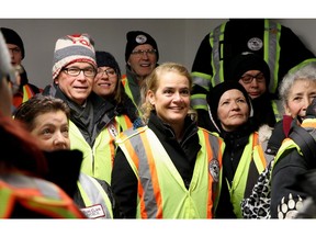 Governor General Julie Payette meets with members of the Bear Clan Patrol in Winnipeg on Monday, Nov. 26, 2018. The Governor General says she saw the generosity and perseverance of the North End community after joining the Bear Clan Patrol on Monday evening.