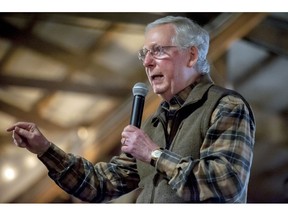 Senate Majority Leader Mitch McConnell, R-Ky., speaks Monday, Nov. 5, 2018, at a Republican Party rally at Highland Stables in Bowling Green, Ky.