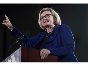 U.S. Sen. Claire McCaskill, D-Mo., speaks during a campaign rally Wednesday, Oct. 31, 2018, in Bridgeton, Mo. McCaskill is running for re-election.