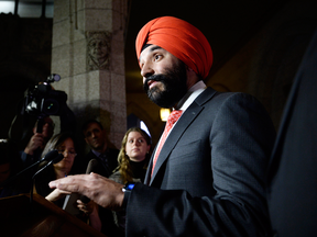 Federal Economic Development Minister Navdeep Bains speaks about the General Motors' Oshawa plant closing, on Parliament Hill on Monday.