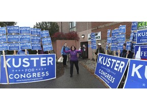 U.S. Rep. Annie Kuster (D-N.H.) waves to supporters as she leaves the Hopkinton High School voting area in Contoocook, N.H., on Tuesday, Nov. 6, 2018.  Kuster, seeking a fourth term in the 2nd Congressional District,  faces Republican state Rep. Steve Negron.