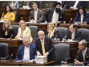 Vic Fedeli, Ontario Minister of Finance tables the government's Fall Economic Statement for 2018-2019 at Queen's Park in Toronto on Thursday, November 15, 2018.