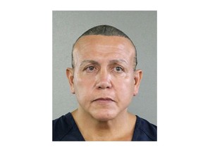 FILE - In this undated photo released by the Broward County Sheriff's office, Cesar Sayoc is seen in a booking photo, in Miami.  A police report says mail pipe bomb suspect Cesar Sayoc was accused earlier in 2018, with throwing urine from his van at two women on a moped in Florida. The Hollywood Police Department report says Sayoc pulled up near the moped, began yelling obscenities and tossed two vials of urine at the women. The first missed, but the second one drenched one of them.  (Broward County Sheriff's Office via AP)