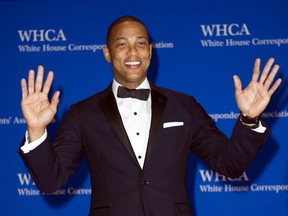 FILE - In this Saturday, April 29, 2017 file photo, CNN anchor Don Lemon waves as he arrives to the White House Correspondents' Dinner in Washington. On Friday, Nov. 9, 2018, The Associated Press has found that a photo circulating on the internet showing Lemon laughing during an apparent segment about Democrats burning flags on Election Day was fabricated.