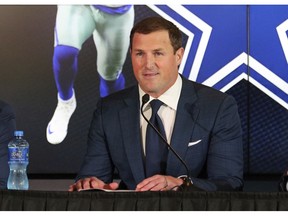 FILE - In this May 3, 2018, file photo, Dallas Cowboys tight end Jason Witten announces his retirement from football at the NFL team's training facility and headquarters in Frisco, Texas. Witten vividly remembers Tony Romo's return to the home of the Cowboys for the first time as a broadcaster last year after retiring as the storied franchise's all-time passing leader. Now it is the 15-year tight end's turn.