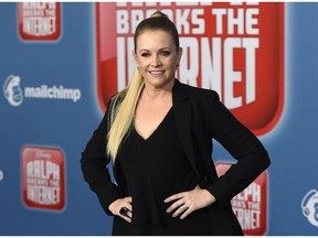 FILE - In this Nov. 5, 2018 file photo, Melissa Joan Hart arrives at the Los Angeles premiere of "Ralph Breaks the Internet." Hart stars in "A Very Nutty Christmas" on Lifetime premiering on Nov. 30 at 8 p.m. EDT.
