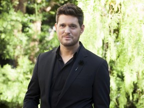In this Oct. 16, 2018 photo, Michael Buble poses for a portrait at the Sunset Marquis in Los Angeles to promote his 10th album "Love," out on Friday, Nov. 16.