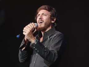 FILE - In this Sept. 19, 2018 file photo, Chris Janson performs at the 2018 Nashville Songwriter Awards in Nashville, Tenn. Janson's "Drunk Girl" is  nominated for song of the year for the Country Music Association Awards.