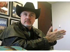 In this April 26, 2018 file photo, Gavin Clarkson of Lac Cruces, N.M., speaks at the Albuquerque bureau of The Associated Press. A District of Columbia clerk refused to accept Clarkson's state driver's license for a marriage license because she and her supervisory believed New Mexico was a foreign country.