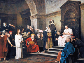 An 1881 painting of Jesus Christ in front of Pontius Pilate, who served as Roman prefect of the province of Judea from about AD 26 to 36.