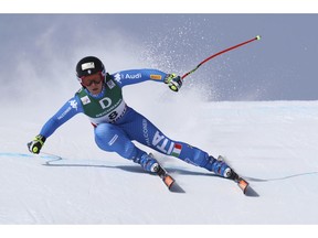 FILE - In this Feb. 12, 2017 file photo, Italy's Elena Fanchini competes during a women's downhill race, at the alpine ski World Championships in St. Moritz, Switzerland. The Italian Winter Sports Federation on Friday, Nov. 2, 2018 said it was given the go ahead by its medical commission after recent exams concluded Fanchini was "completely healed" and had been cleared to train again after sitting out nearly a year due to an undescribed tumor.