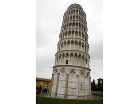 A view of the Leaning Tower of Pisa (Torre di Pisa) in Piazza dei Miracoli Square, in Pisa, Italy, Sunday, Jan. 2, 2012. On Thursday, Nov. 22, 2018, after more than two decades of efforts to straighten it, engineers say the famed Tuscan bell tower has recovered four centimeters (1.57 inches) and is in better structural health than predicted.