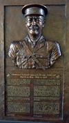 A bronzed relief of Lt.- Col. Samuel Sharpe created by artist Tyler Briley.