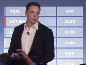 Elon Musk, co-founder and chief executive officer of Tesla, speaks during an event at the Hornsdale wind farm near Jamestown, Australia, on Sept. 29, 2017.