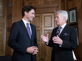 Prime Minister Justin Trudeau speaks with long-time Jeopardy host Alex Trebeck. Trebeck has said that Trudeau wears a secret buzzer that he uses to signal his assistants when he thinks they need to come and get them.