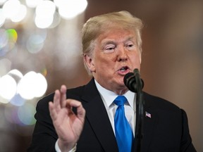 U.S. President Donald Trump speaks during a news conference in the East Room of the White House in Washington, D.C., U.S., on Wednesday, Nov. 7, 2018.