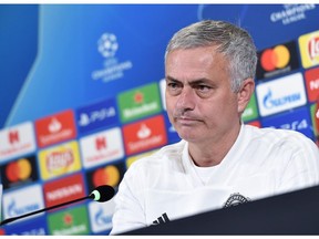 Manchester United coach Jose' Mourinho attends a press conference on the eve of the Champions League group H soccer match against Juventus, in Turin, Italy, Tuesday, Nov. 6, 2018