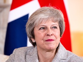 Theresa May, U.K. prime minister, at 10 Downing Street in London, U.K., on Thursday, Nov. 22, 2018.