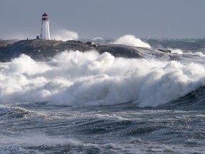 Waves pound the east coast.