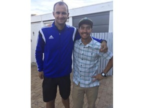 In this October 2018 photo, American adventurer John Allen Chau, right, stands for a photograph with Founder of Ubuntu Football Academy Casey Prince, 39, just days before he left for India where he was killed in a remote island populated by the Sentinelese, a tribe known for shooting at outsiders with bows and arrows, in Cape Town, South Africa. The Sentinelese people are resistant to outsiders and often attack anyone who comes near, and visits to the island are heavily restricted by the government. "He was an explorer at heart," Prince said. "He loved creation and being out in it, I think having probably found and connected with God that way, and deeply so."