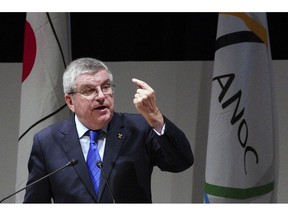 International Olympic Committee (IOC) President Thomas Bach delivers a speech during the Association of National Olympic Committees (ANOC) general assembly in Tokyo Thursday, Nov. 29, 2018.