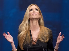 In this Feb. 10, 2012, file photo, Ann Coulter gestures while speaking at the Conservative Political Action Conference (CPAC) in Washington.