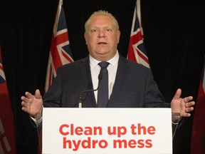 Ontario PC Leader Doug Ford announced his intention to fire the CEO as  well as the entire board of Hydro One,  in Toronto, Ont. on Thursday April 12, 2018.