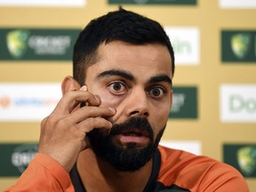 Indian cricket captain Virat Kohli speaks at a media conference in Melbourne, Australia Tuesday, Dec. 25, 2018. Australia plays India in the traditional Boxing Day test match starting Wednesday.