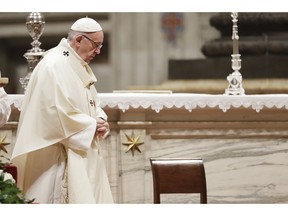 Pope Francis celebrates Mass on the occasion of the feast of Our Lady of Guadalupe, in St. Peter's Basilica at the Vatican, Wednesday, Dec. 12, 2018.